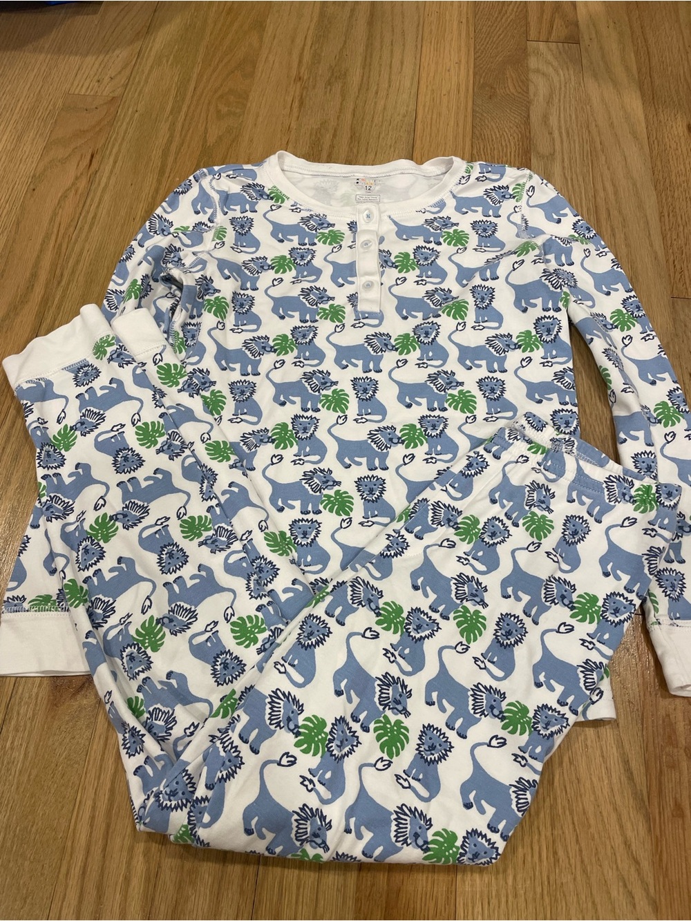 Roller Rabbit Long-Sleeve Blue Lion Print Pajama Set